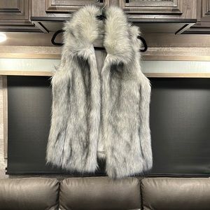 Faux silver fur vest. Size small worn once! WHBM